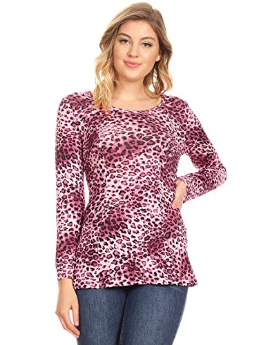 AnnaKaci Womens Long Sleeve Leopard Cheetah Animal Print Pattern T Shirt Blouse