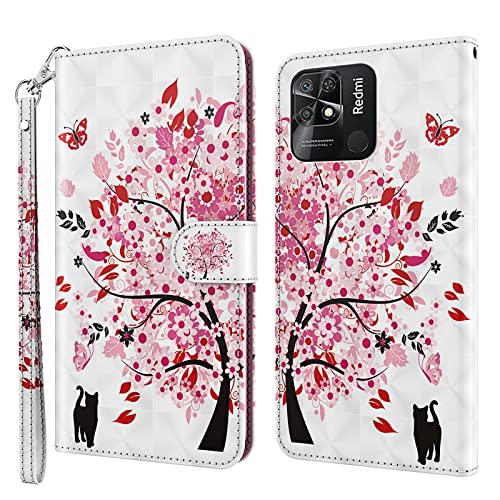 ALILANG Phone Case for Xiaomi Redmi 10C Case Premium Flip Magnetic Closure Stand Function Card Holder PU Leather Cover for Redmi 10C Wallet CaseBlue Butterfly