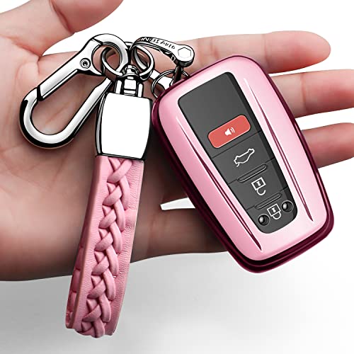 Compatible with Toyota Key Fob Cover with Keychain Soft TPU 360 Degree Protection Key Case for 20182022 Camry RAV4 Highlander CHR Prius Corolla Avalon GT86 Smart KeyBlack