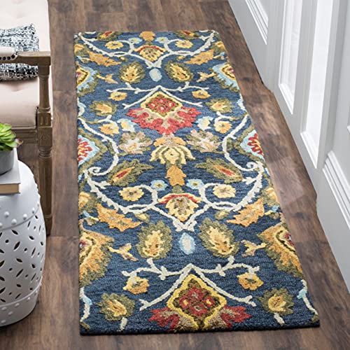 SAFAVIEH Blossom Collection 239 x 339 Charcoal  Multi BLM402H Handmade Wool Entryway Living Room Foyer Bedroom Accent Rug