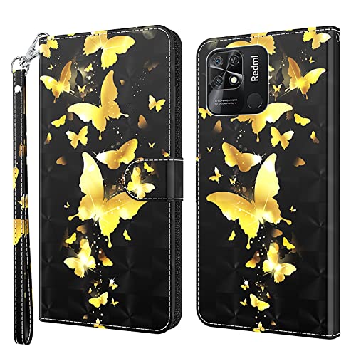 ALILANG Phone Case for Xiaomi Redmi 10C Case Premium Flip Magnetic Closure Stand Function Card Holder PU Leather Cover for Redmi 10C Wallet CaseBlue Butterfly