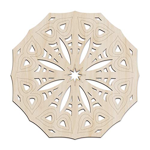 Ambesonne Mandala Wooden Wall Art Abstract Design Traditional Circle Ornament Birch Wood Plywood Rustic Wall Art Accent for Hallway Bedroom Living Room Cafes and Offices 114 X 114 X 01