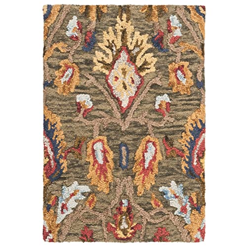 SAFAVIEH Blossom Collection 239 x 339 Charcoal  Multi BLM402H Handmade Wool Entryway Living Room Foyer Bedroom Accent Rug