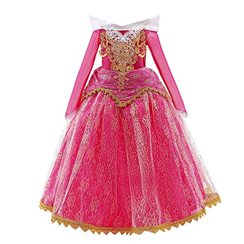 Daisy Beauty Toddler Girls Princess Costume Dress Up Fancy Ball Gown Hot Pink for Halloween Birthday Parties and More