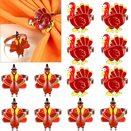 12 Pieces Thanksgiving Napkin Ring Set Including Fall Leaf Napkin Rings Halloween Pumpkin Napkin Holders Maple Pumpkin Napkin Ring Kit for Thanksgiving Halloween Supply Bronze Pumpkin