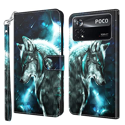 ALILANG Phone Case for Xiaomi Poco X4 Pro 5G Case Premium Flip Magnetic Closure Stand Function Card Holder PU Leather Cover for Xiaomi Poco X4 Pro 5G Wallet CaseBlue Butterfly