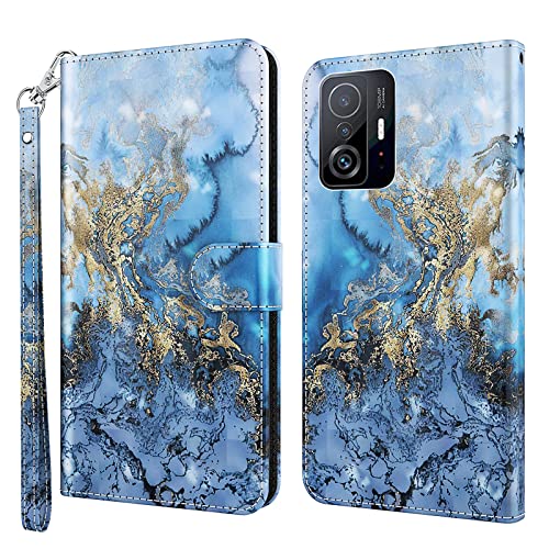 ALILANG Phone Case for Xiaomi Mi 11T  11T Pro Case Premium Flip Magnetic Closure Stand Function Card Holder PU Leather Cover for Xiaomi 11T Pro Wallet CaseBlue Butterfly