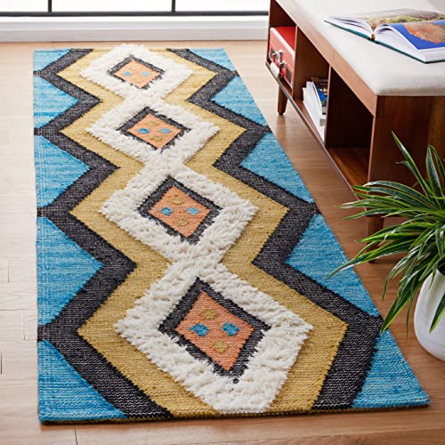 SAFAVIEH Kenya Collection 239 3 x 839 BlackIvory KNY277Z Handmade Southwestern Wool Entryway Foyer Living Room Bedroom Runner Rug