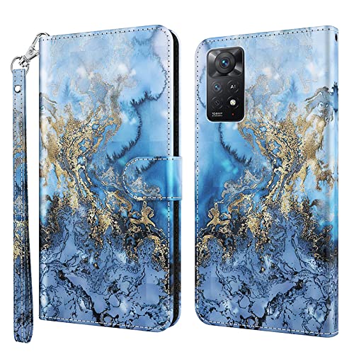 ALILANG Phone Case for Xiaomi Redmi Note 11 4G Not 5G Case Premium Flip Magnetic Closure Stand Function Card Holder PU Leather Cover for Redmi Note 11 4G Wallet CaseBlue Butterfly